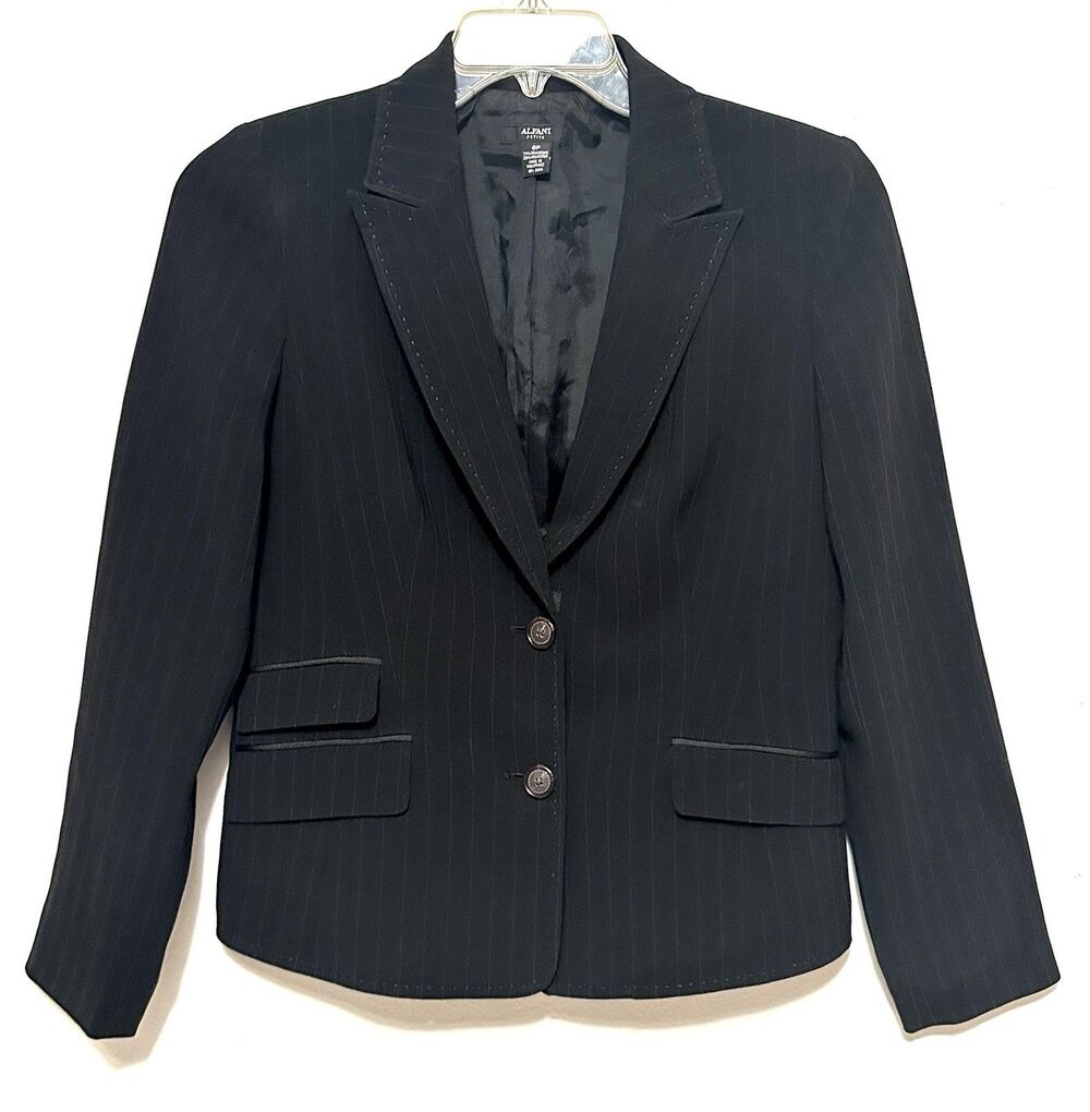 Alfani Blazer Suit Jacket Coat Women’s 8P Black Pinstripe Business Upscale